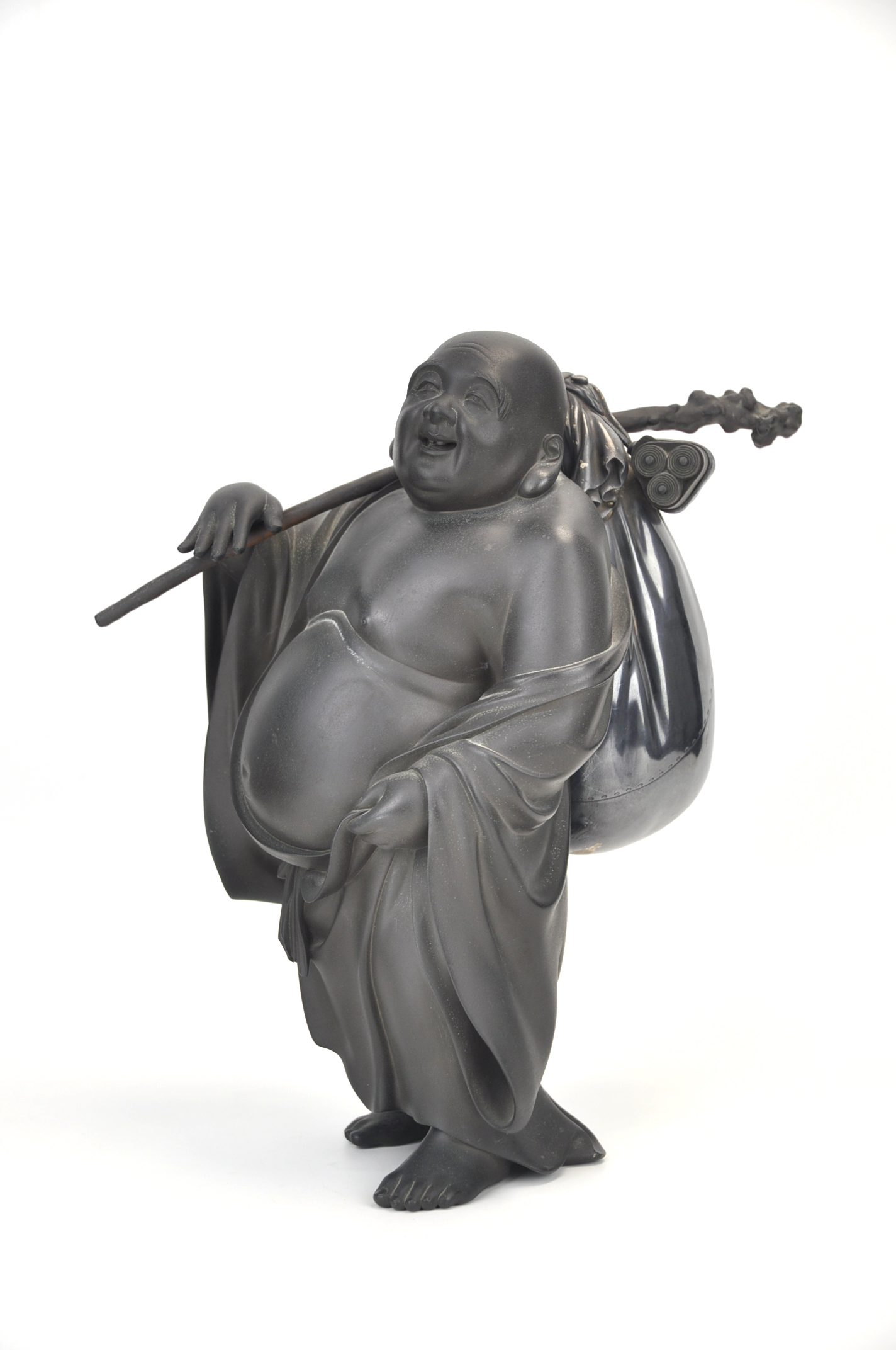 古銅 布袋置物 照雲作 明治金工(K-LC876) 工芸品