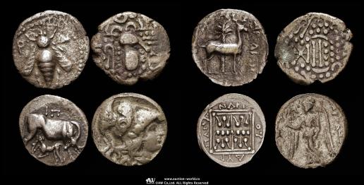Ancient Greek 古代ギリシャ オリエント ドラクマサイズ小型銀貨（参考品を含む）4種   