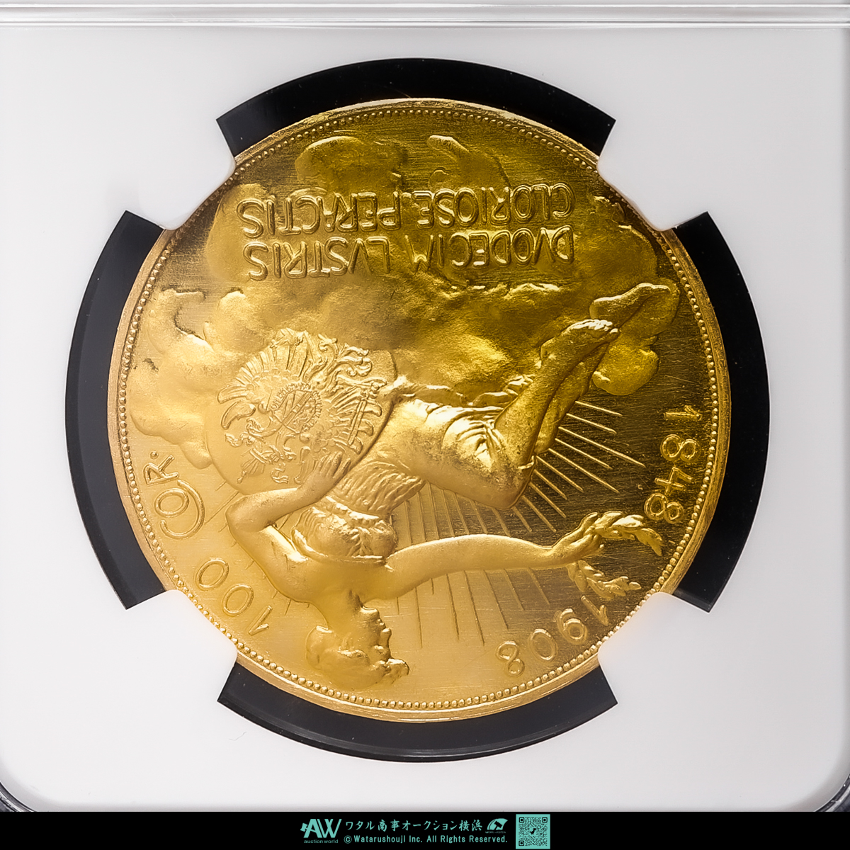 auction,AUSTRIA NGC-PF62 CAMEO 雲上の女神 大人気注目コイン フランツ・ヨーゼフ1世（1848~1916）  100Corona 1908 Pr