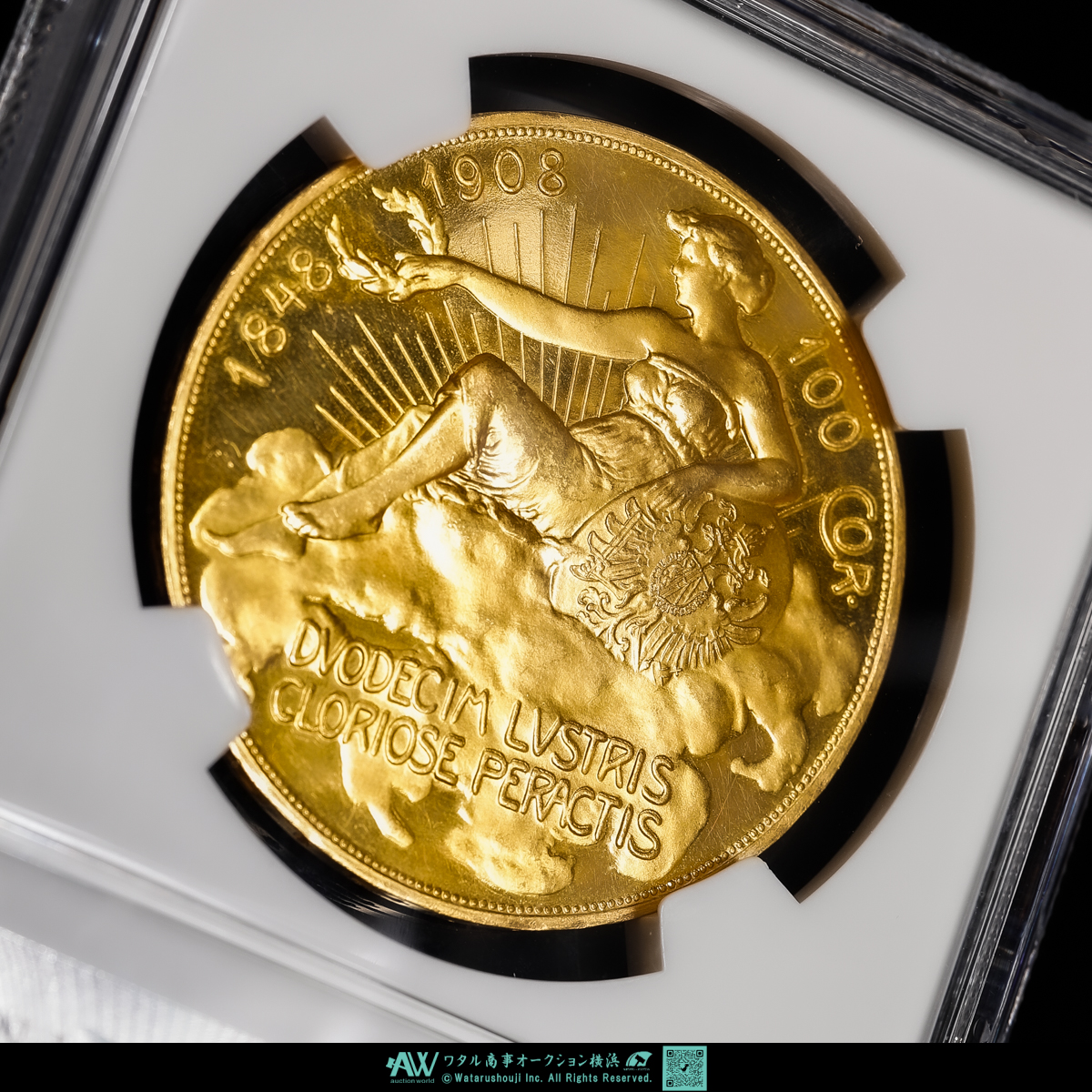 auction,AUSTRIA NGC-PF62 CAMEO 雲上の女神 大人気注目コイン フランツ・ヨーゼフ1世（1848~1916）  100Corona 1908 Pr