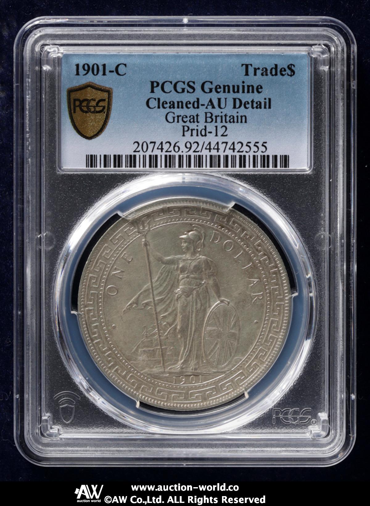 中国銀幣　イギリス貿易銀幣　1901年C版　PCGS AU 本物　希少 美品 貨幣博物館 | British Trade Dollar イギリス貿易銀 Dollar 1901C 洗浄 EF