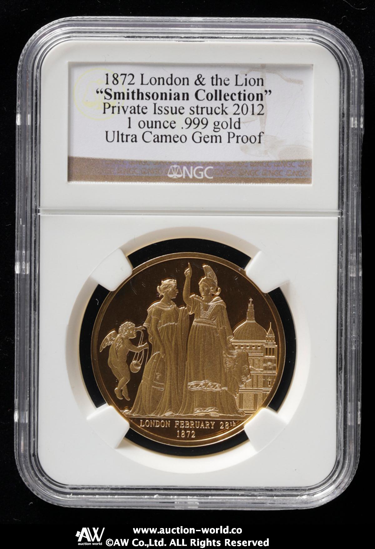 auction,NGC-Ultra Cameo Gem Proof“Private Issue struck 2012“（鑑定番号なし） GREAT  BRITAIN Victoria ヴィクトリア（1837~1901） AV Medal “1872“（2012） Proof