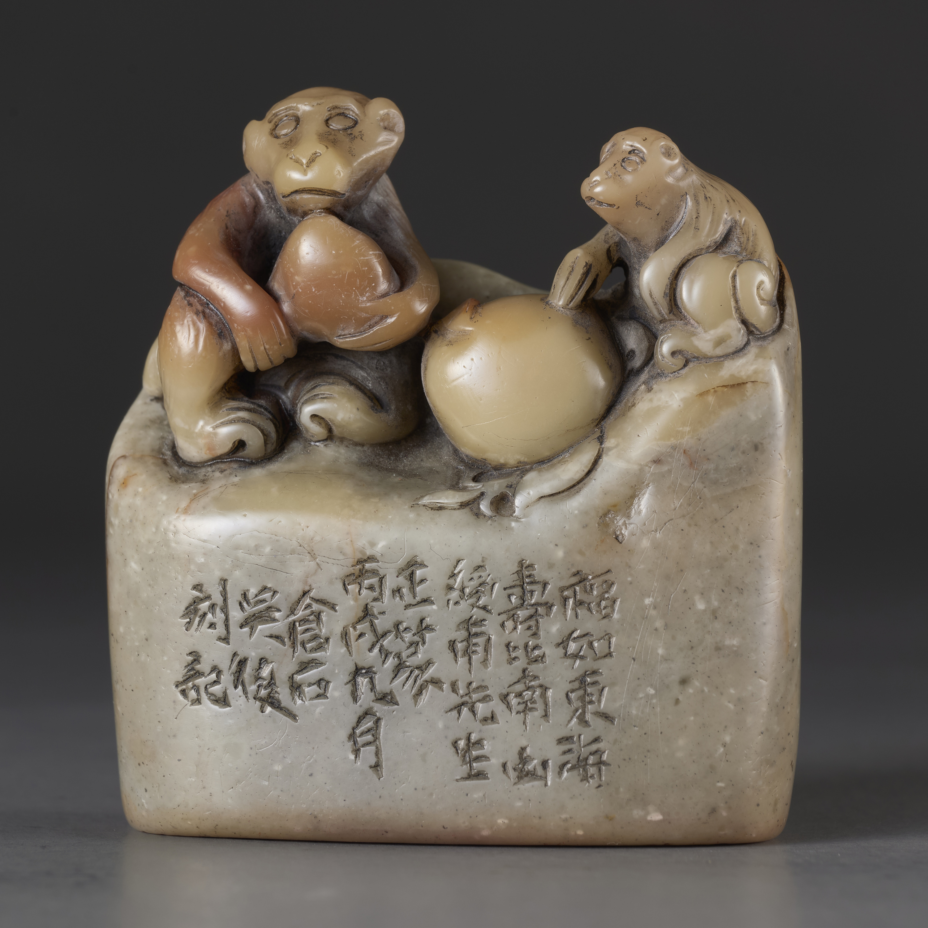 中国古美術 清己未年 呉昌碩銘 寿山芙蓉石彫 印章 筆洗 文房具 極細工