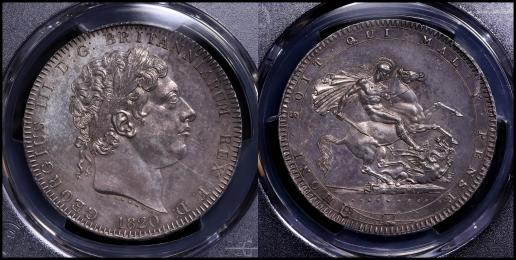 （PCGS-UNC Detail） GREAT BRITAIN George III ジョージ3世（1760~1820） Crown （1820）  