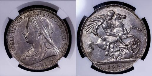 （NGC-MS61）GREAT BRITAIN Victoria ヴィクトリア（1837~1901） Crown （1897LXI）  
