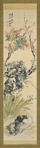 オークション,胡鐵梅（清） 三清圖 135.7×34.0cm 設色紙本 立軸 鈐印 ...