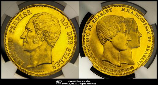 BELGIUM Kingdom ベルギー王国 Medallic 100Francs 1853