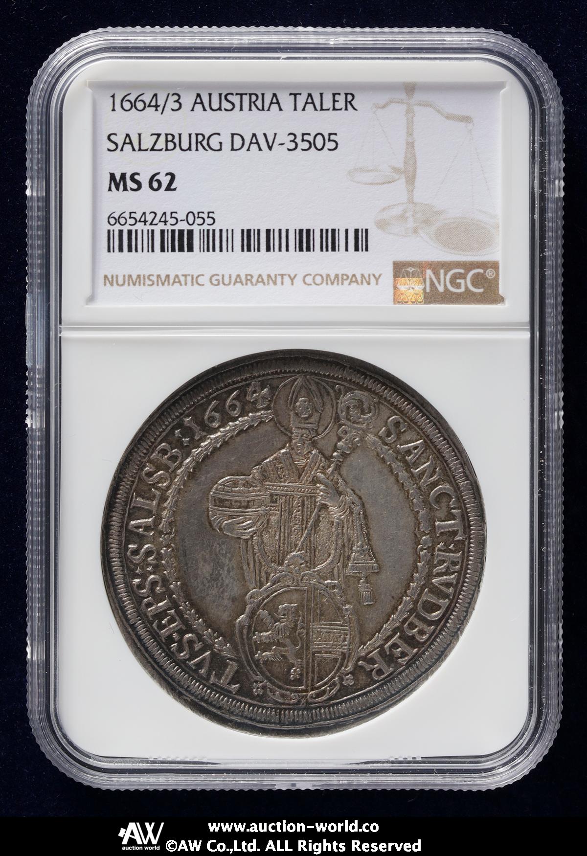 貨幣博物館 | AUSTRIA Salzburg ザルツブルク Taler 1664/3 AU~UNC