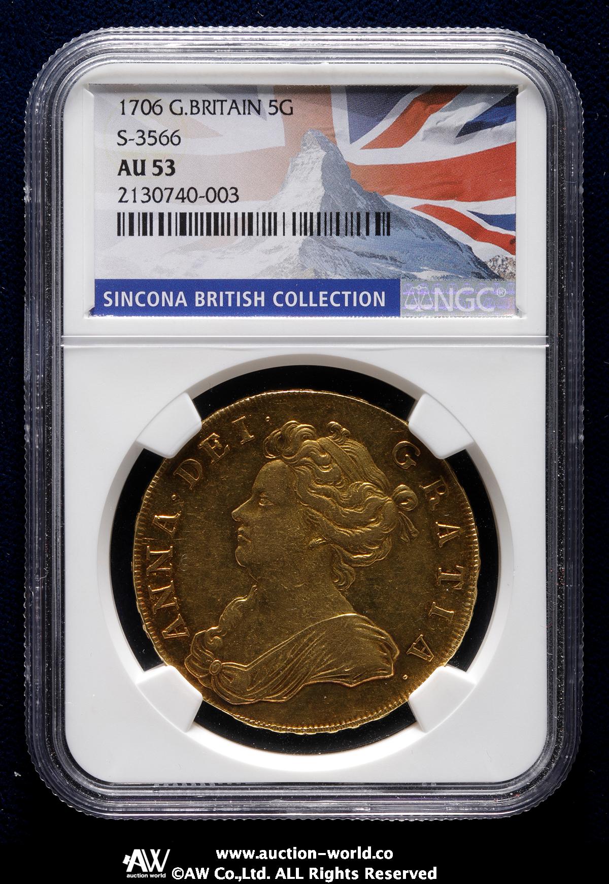 貨幣博物館 | GREAT BRITAIN Anne アン（1702~14） 5Guinea 1706 -EF