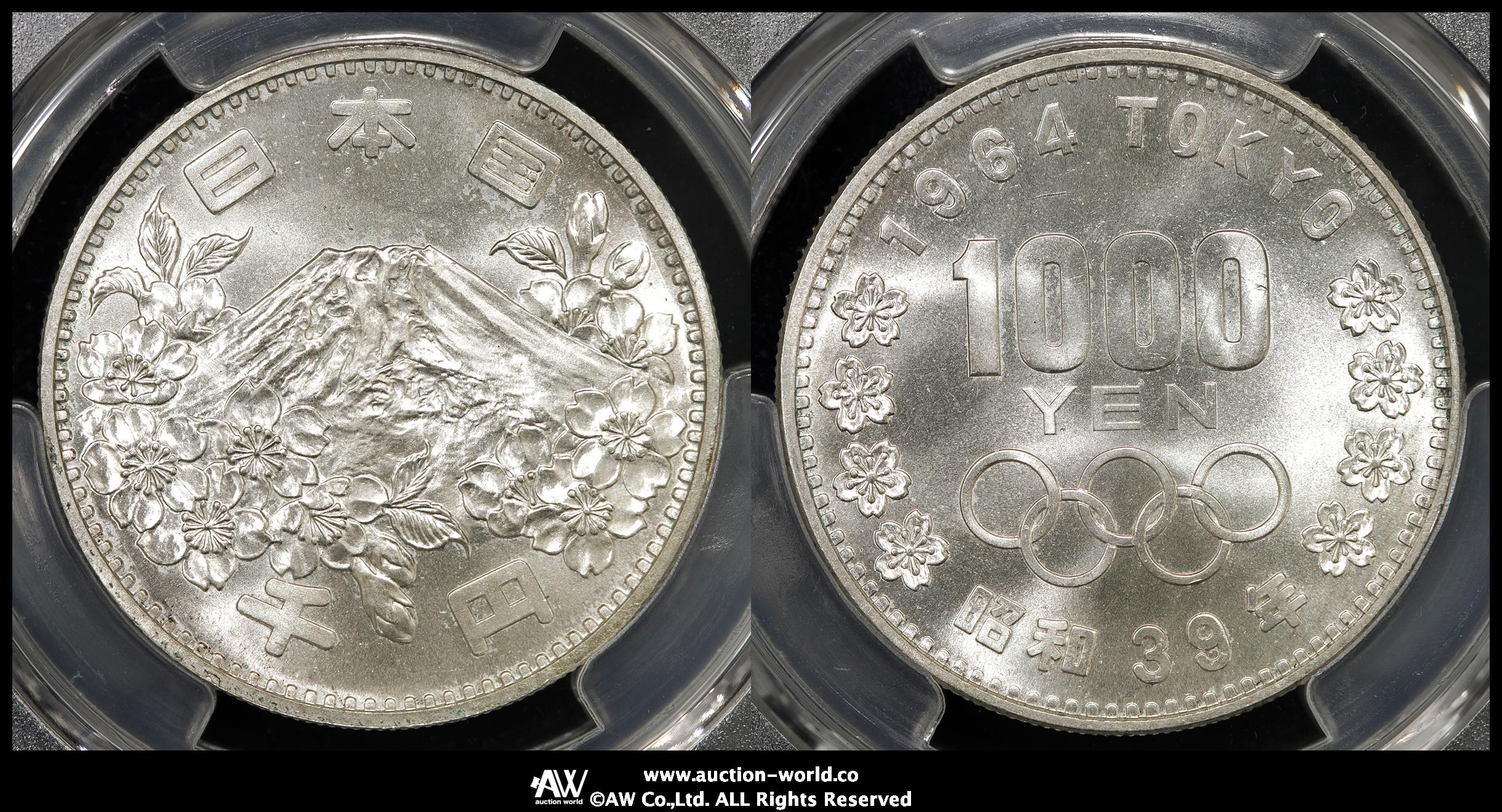 オークション,日本 東京オリンピック記念千円銀貨 Tokyo Olympic 1000Yen Silver 昭和39年（1964） PCGS-MS64