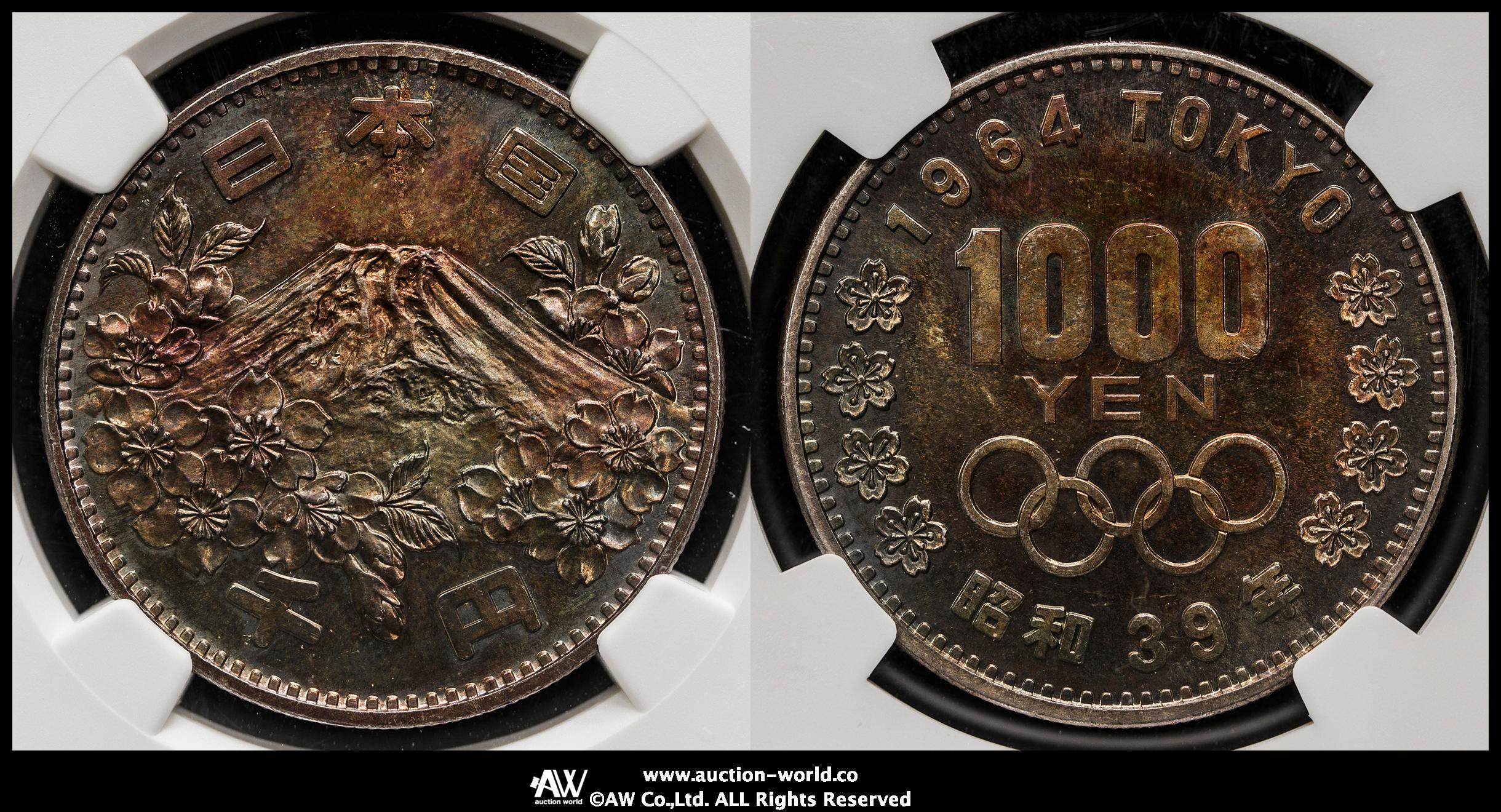 auction,NGC-MS65 日本 東京オリンピック記念千円銀貨 Tokyo Olympic 1000Yen Silver 昭和39年（1964）  トーン UNC~FDC