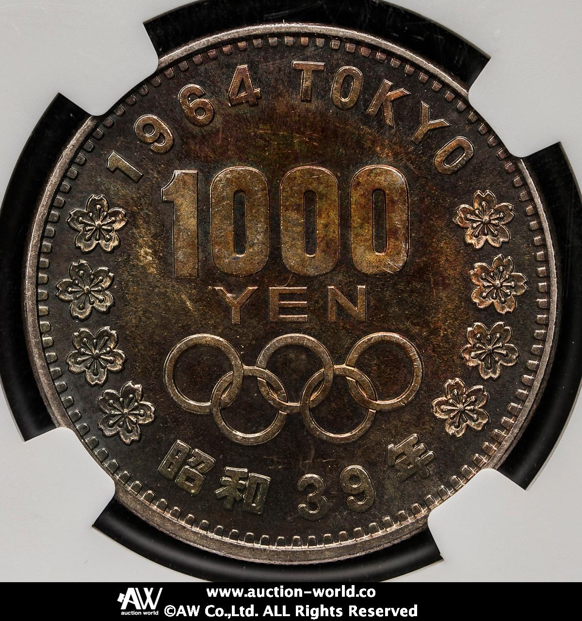 auction,NGC-MS65 日本 東京オリンピック記念千円銀貨 Tokyo Olympic 1000Yen Silver 昭和39年（1964）  トーン UNC~FDC