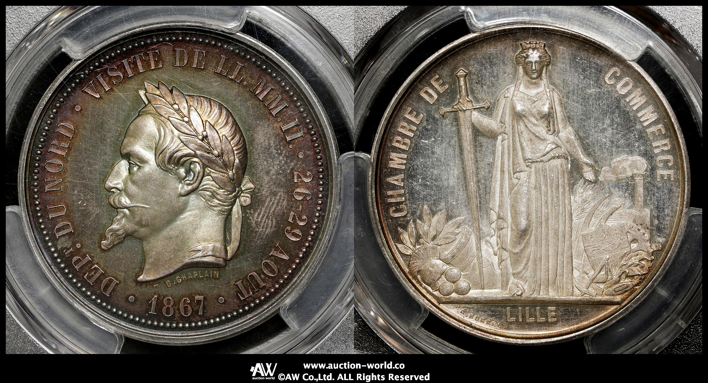 貨幣博物館 | FRANCE Napoleon III ナポレオン3世（1852~70） AR Medal 1867 トーン UNC