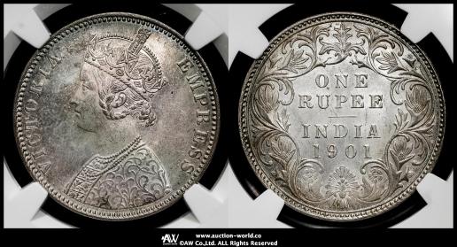 INDIA British India イギリス領インド Rupee 1901B NGC-MS64