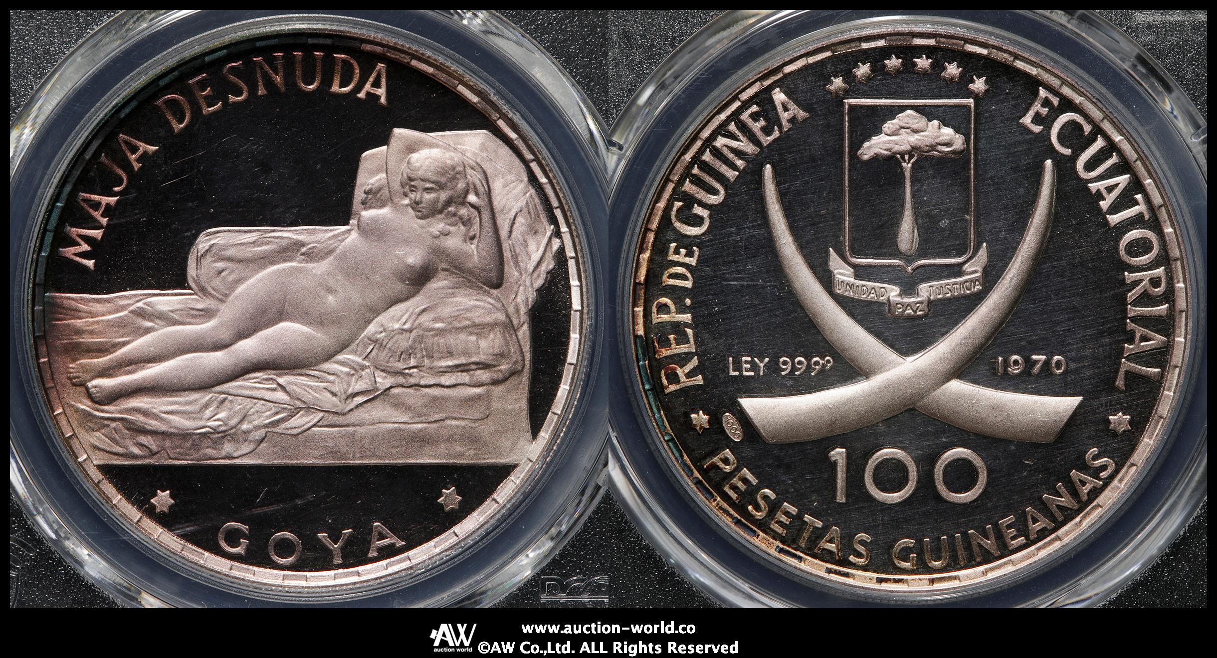 限时竞拍,EQUATORIAL GUINEA 赤道ギニア100Pesetas 1970 PCGS-PR66DCAM