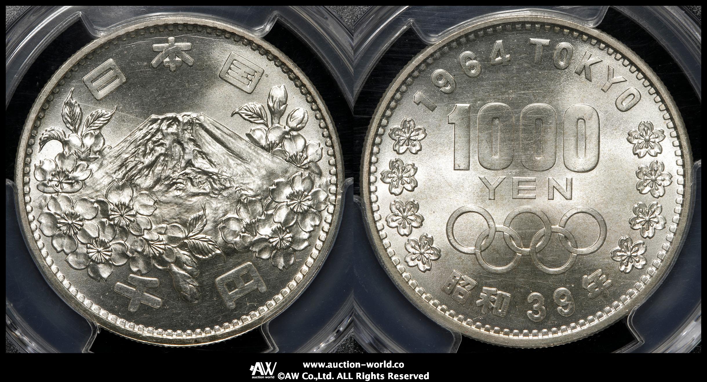 auction,PCGS-MS65 日本 東京オリンピック記念千円銀貨 Tokyo Olympic 1000Yen Silver 昭和39年（1964）  UNC~FDC