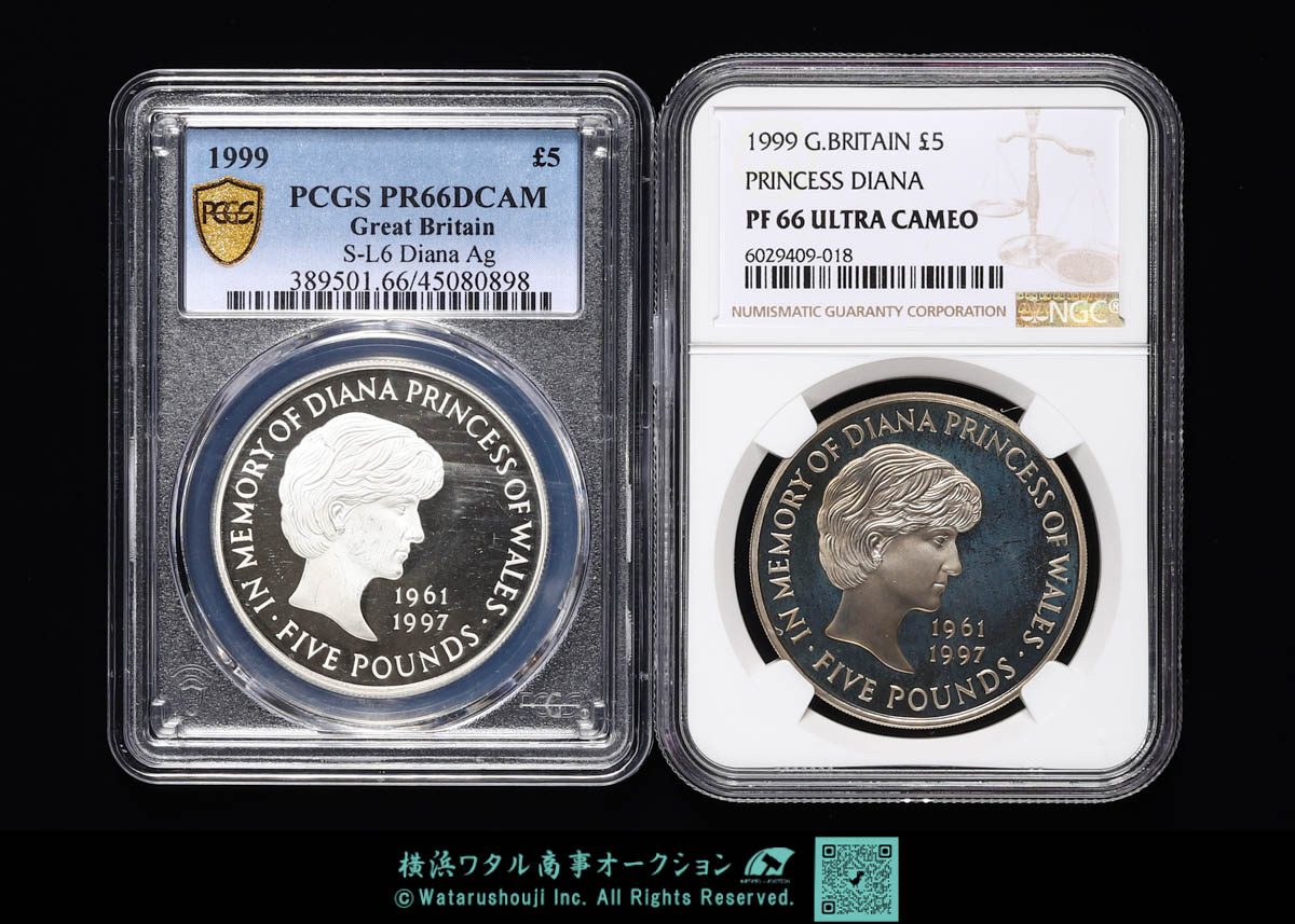 貨幣博物館 | イギリス NGC PCGS PF66 PR66 エリザベス2世（1952~） 5Pounds 1999 ダイアナ妃銀貨、ニッケル 貨幣セット