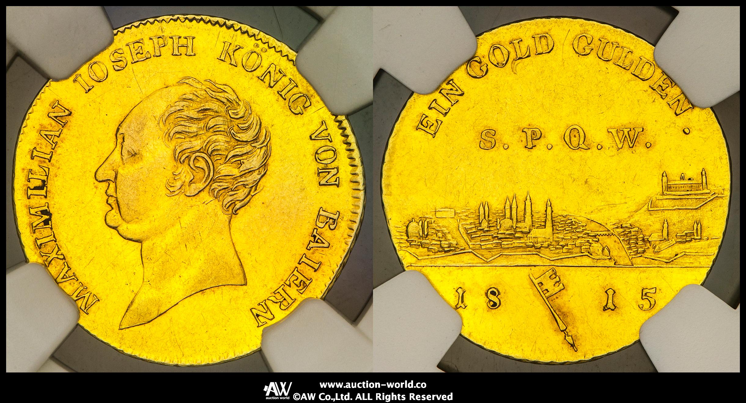 貨幣博物館 | GERMANY Wurzburg ヴュルツブルク Goldgulden 1815 洗浄 EF
