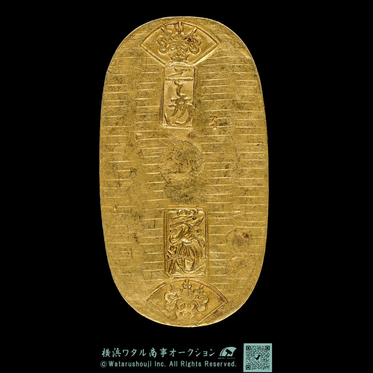 auction,日本 享保小判金 Kyoho Koban Kin 正徳4年~元文元年（1714~36） 裏刻印（小吉）日本貨幣商協同組合鑑別書付き