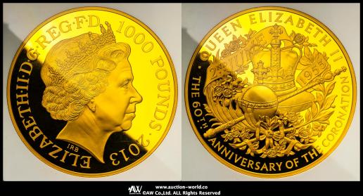 GREAT BRITAIN Elizabeth II エリザベス2世（1952~2022）  1000Pounds in Gold 2013