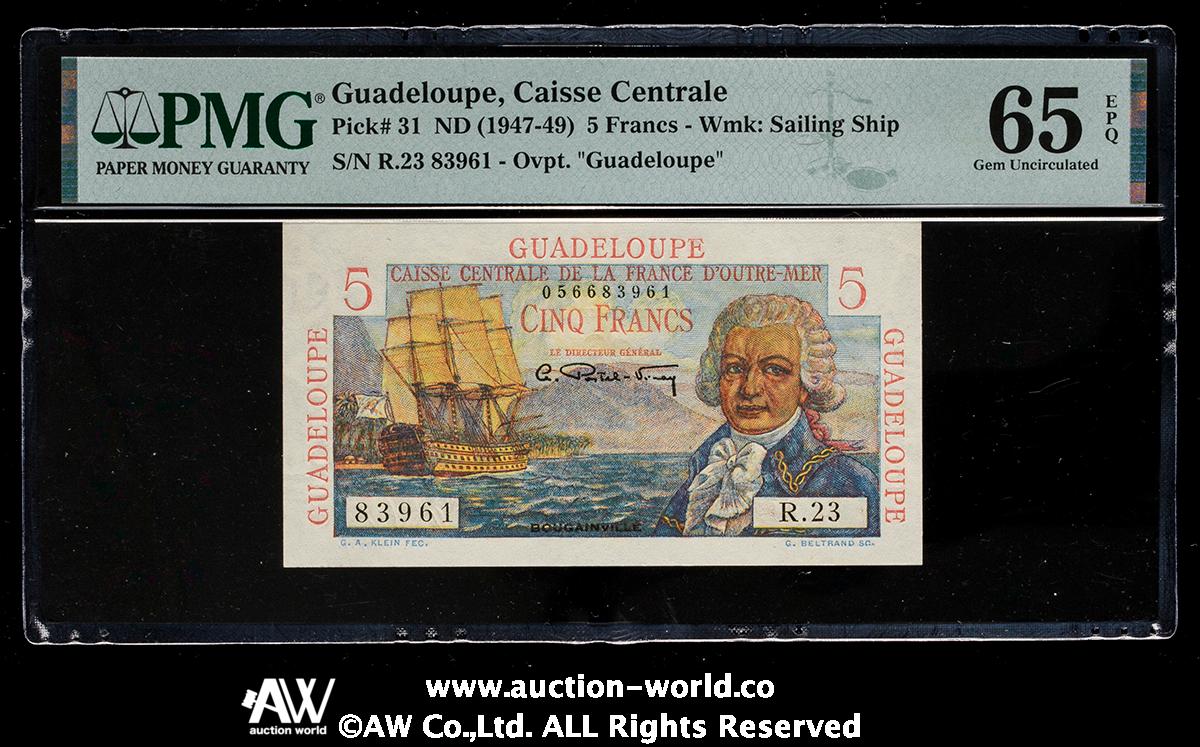 DANS LE PRE（1947年刷） 貨幣博物館 | GUADELOUPE ガドループ 5Francs ND（1947~49） UNC