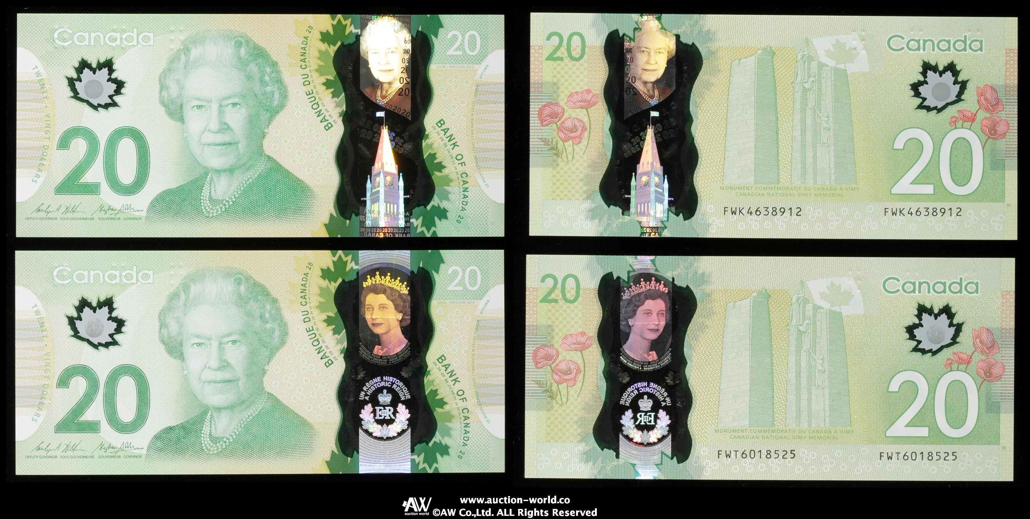 貨幣博物館 | CANADA カナダ 20Dollars 2012&2015 UNC