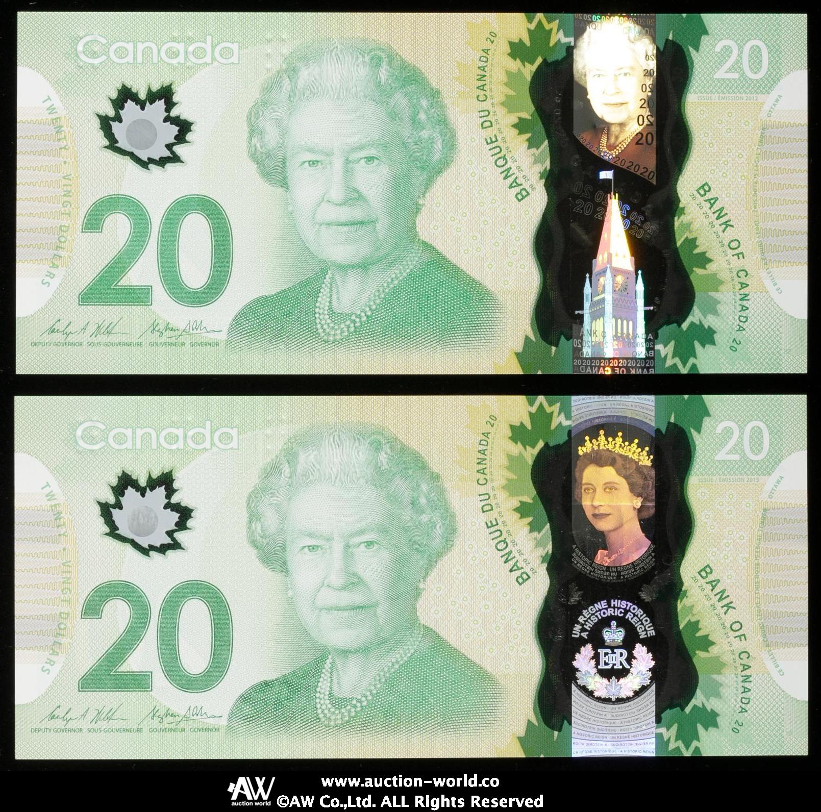 貨幣博物館 | CANADA カナダ 20Dollars 2012&2015 UNC