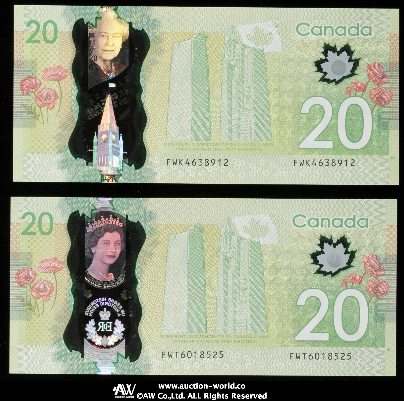 貨幣博物館 | CANADA カナダ 20Dollars 2012&2015 UNC