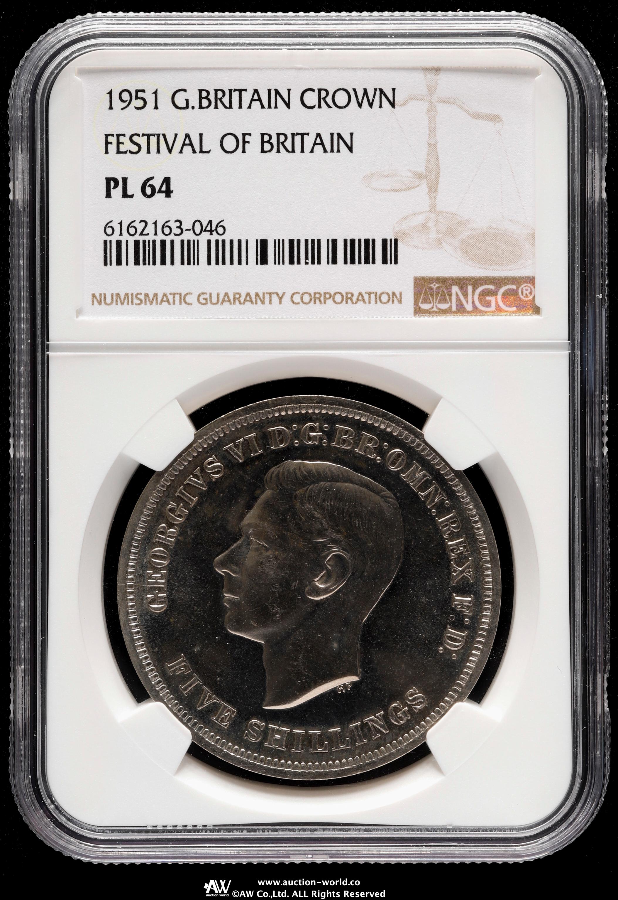 auction,GREAT BRITAIN George VI ジョージ6世（1936~52） Crown 1951 NGC-PL64