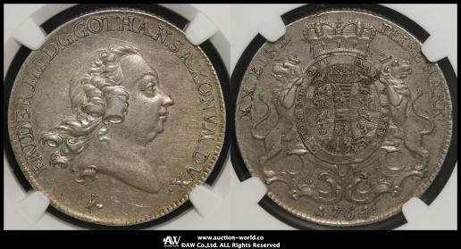 GERMANY Saxe-Altenburg ザクセン・アルテンブルク 1/2Taler　1764  NGC-AU55 Top Pop（2024-9-27現在）