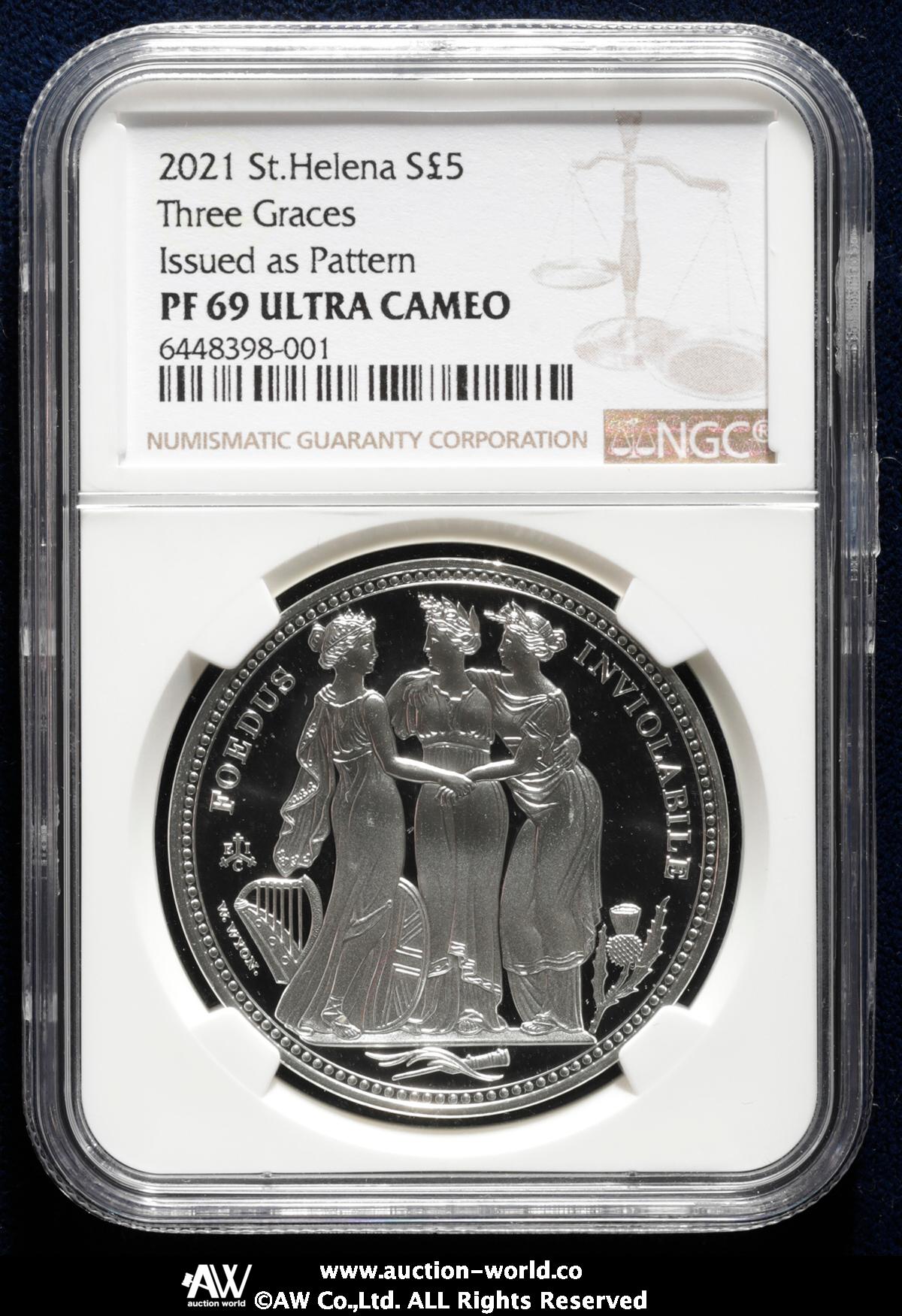 限时竞拍,SAINT HELENA セントヘレナ5Pound in Silver 2021 1oz銀貨保証書・オリジナルケース付with cert  and original case NGC-PF69 Ultra Cameo