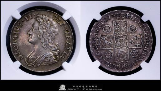 （NGC-AU53）GREAT BRITAIN George II ジョージ2世（1727~60） 1/2Crown （1741）  