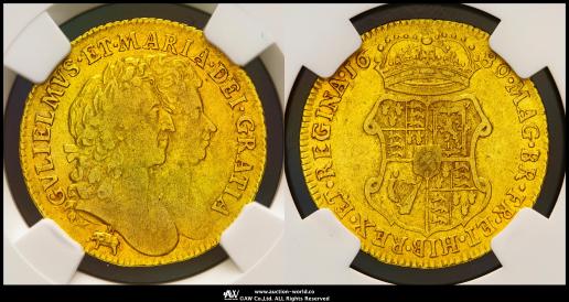 GREAT BRITAIN William&Mary ウィリアム&メアリー（1688~94）Guineas 1689  NGC-VF35