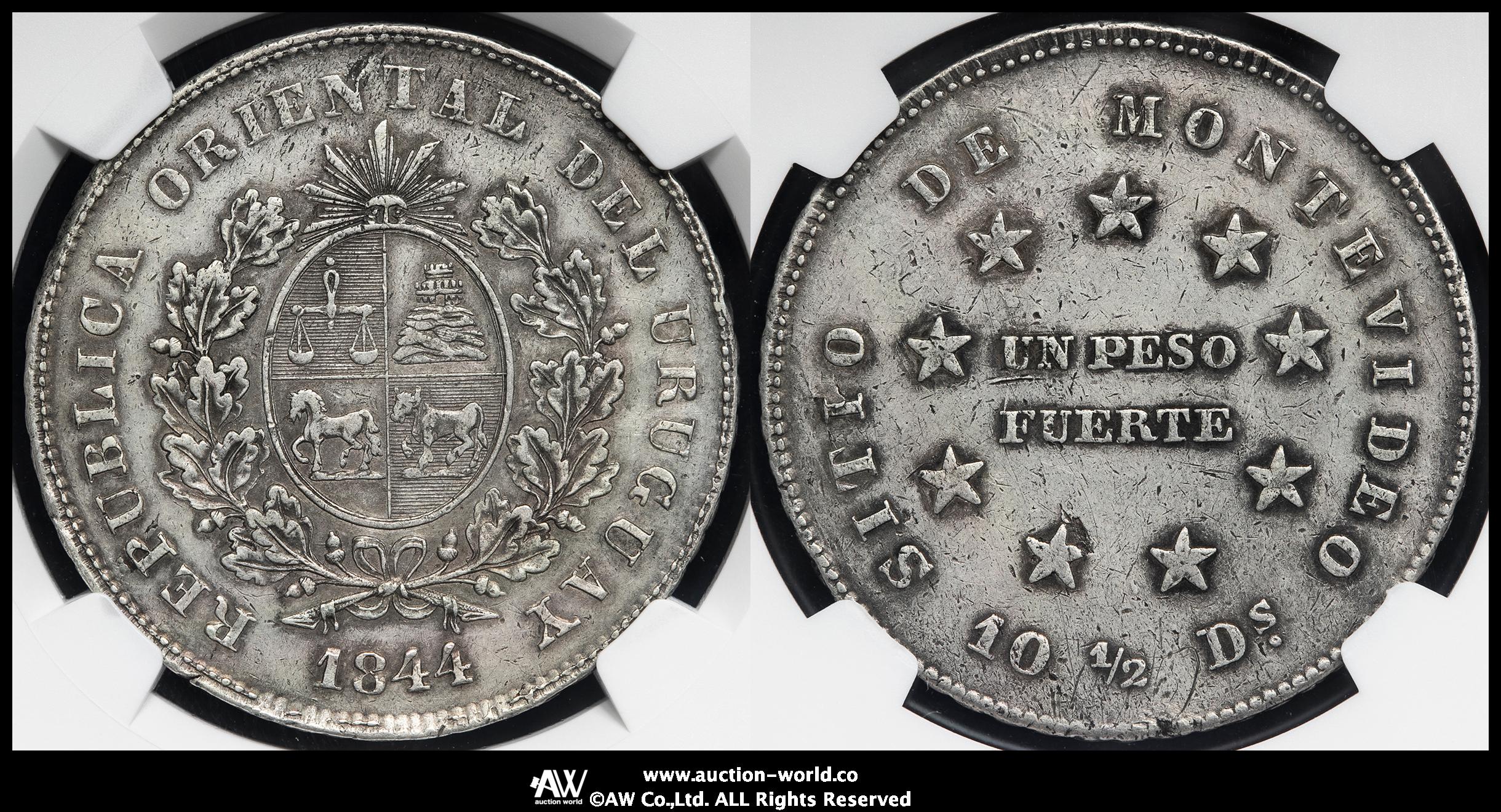 貨幣博物館 | URUGUAY ウルグアイ Peso 1844 洗浄 VF+