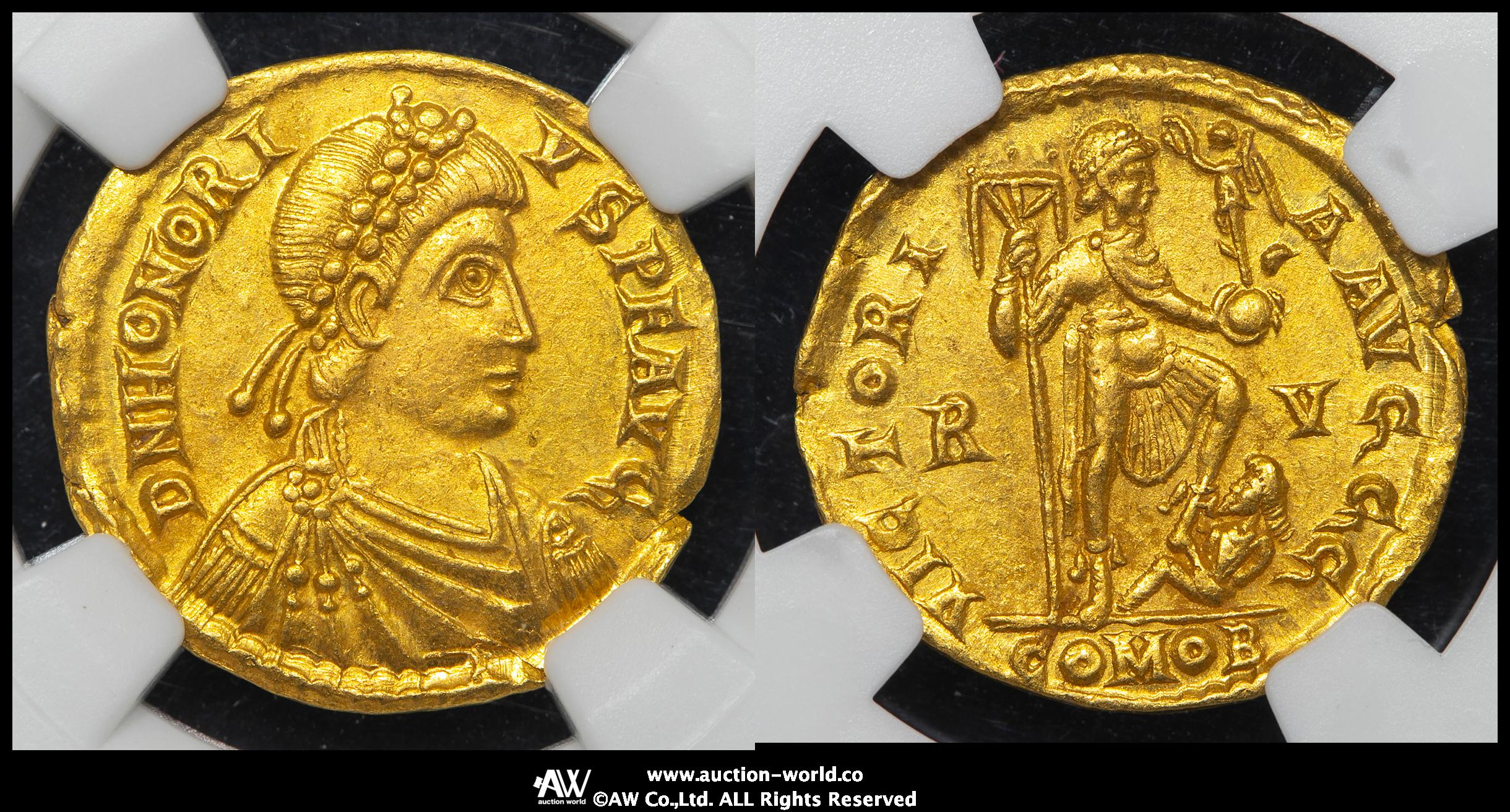 auction,NGC-AU“Strike5/5 Surface4/5” Western Roman Empire 西ローマ帝国 AV Solidus  Honorius ホノリウス AD393~423 EF