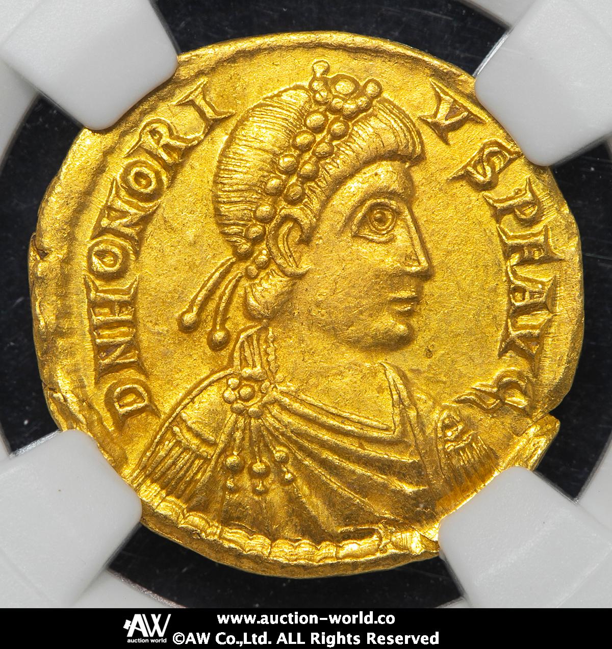 auction,NGC-AU“Strike5/5 Surface4/5” Western Roman Empire 西ローマ帝国 AV Solidus  Honorius ホノリウス AD393~423 EF