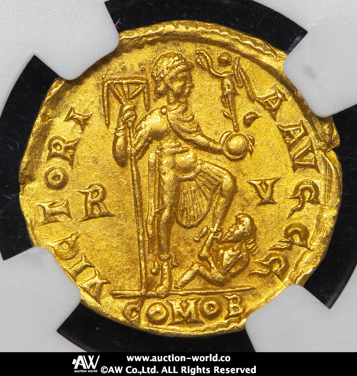 auction,NGC-AU“Strike5/5 Surface4/5” Western Roman Empire 西ローマ帝国 AV Solidus  Honorius ホノリウス AD393~423 EF