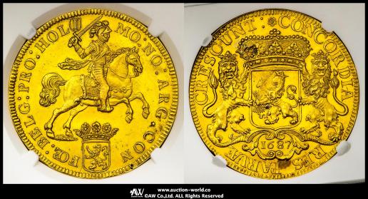 NETHERLANDS Holland ホラント  Ducatone in Gold（10Ducats） 1687 