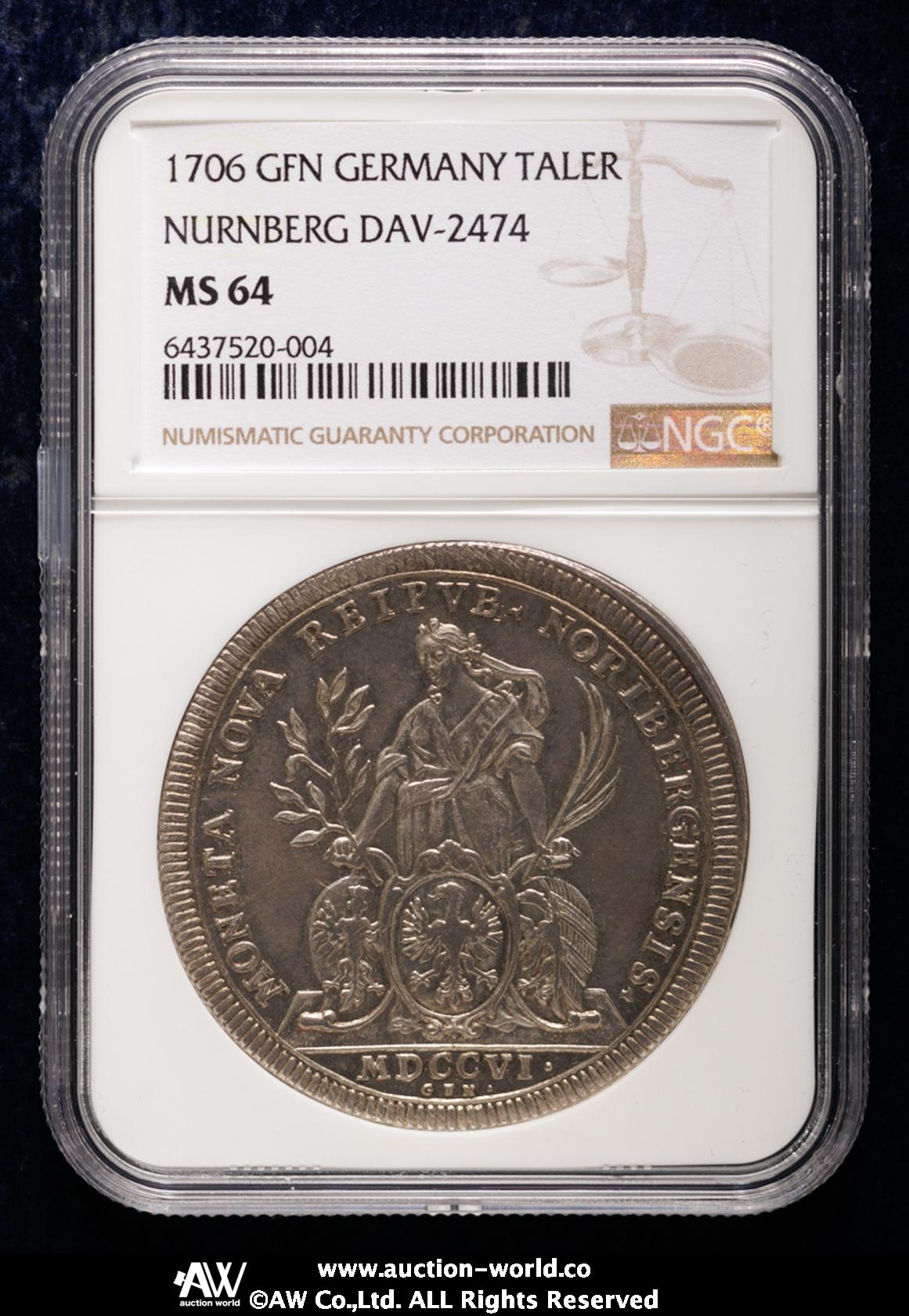 貨幣博物館 | GERMANY Nurnberg ニュルンベルク Taler 1706 UNC+