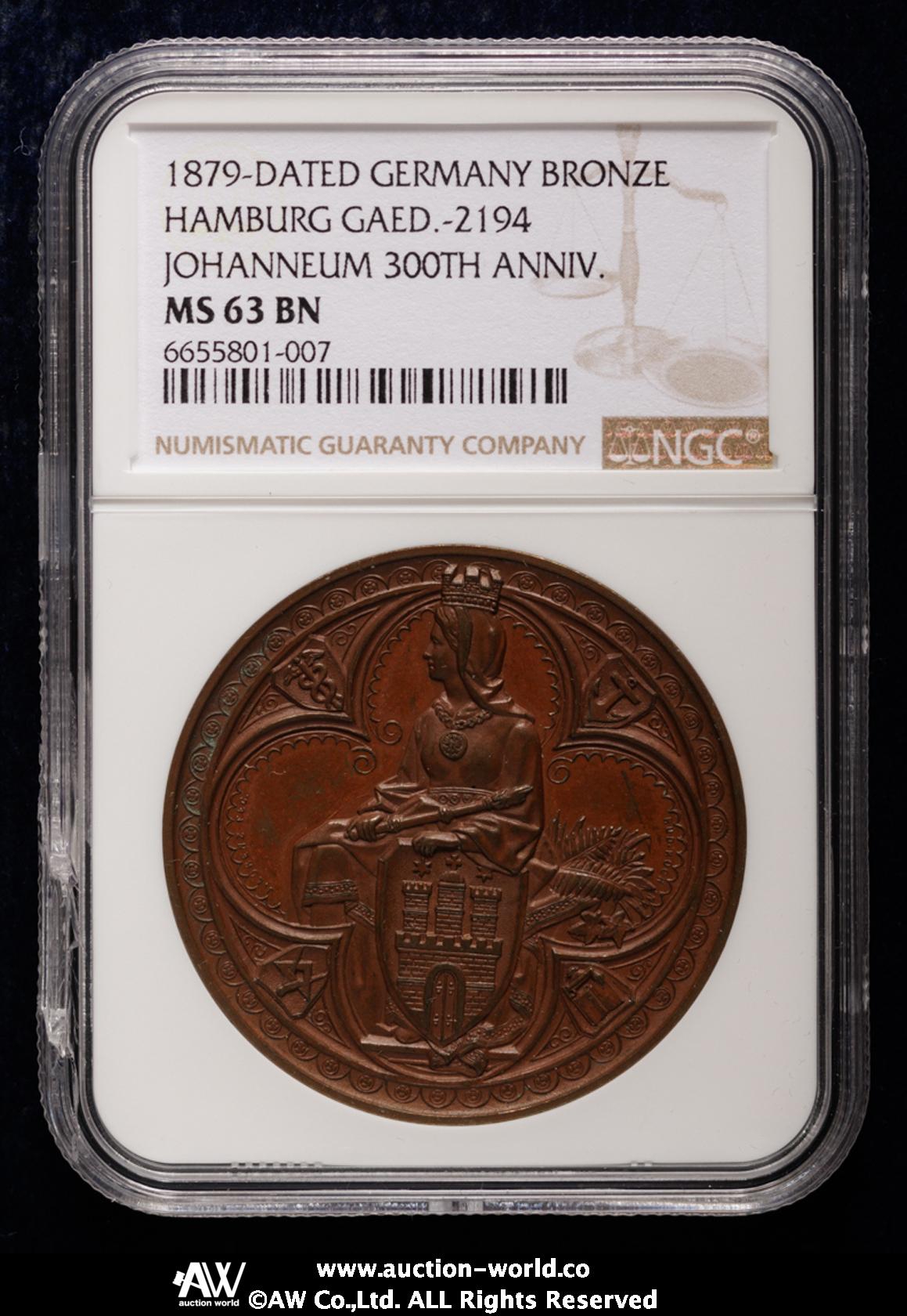 貨幣博物館 | GERMANY Hamburg ハンブルグ Bronze Medal 1879 UNC