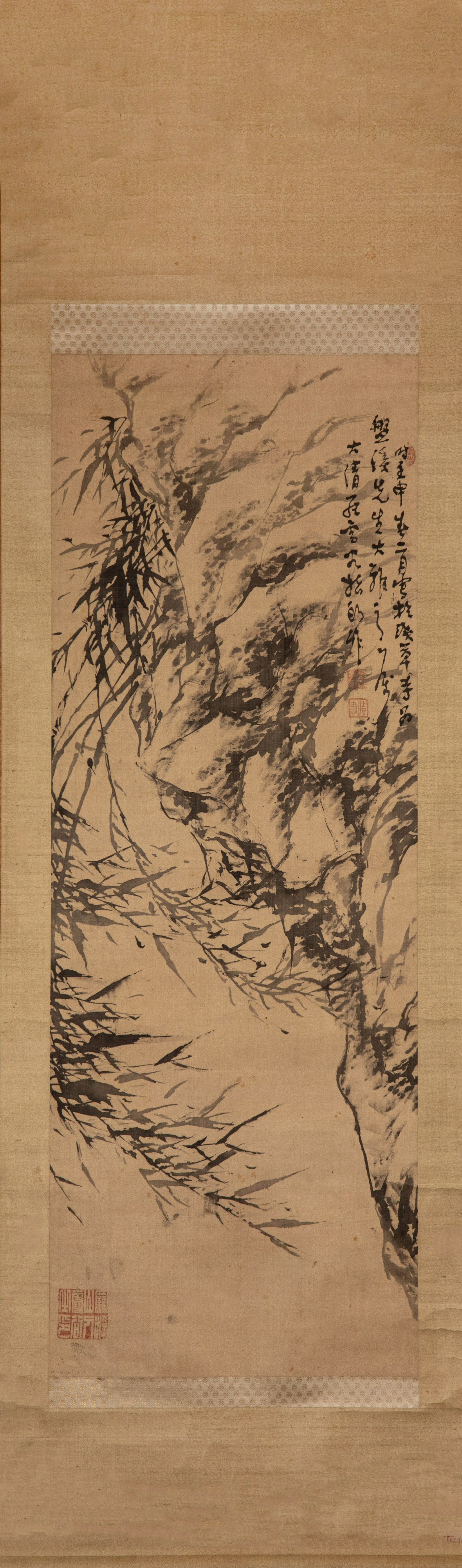 模写】【伝来】sh1572〈羅雪谷〉墨竹図 指頭画 中国画 清代 広東省番禺