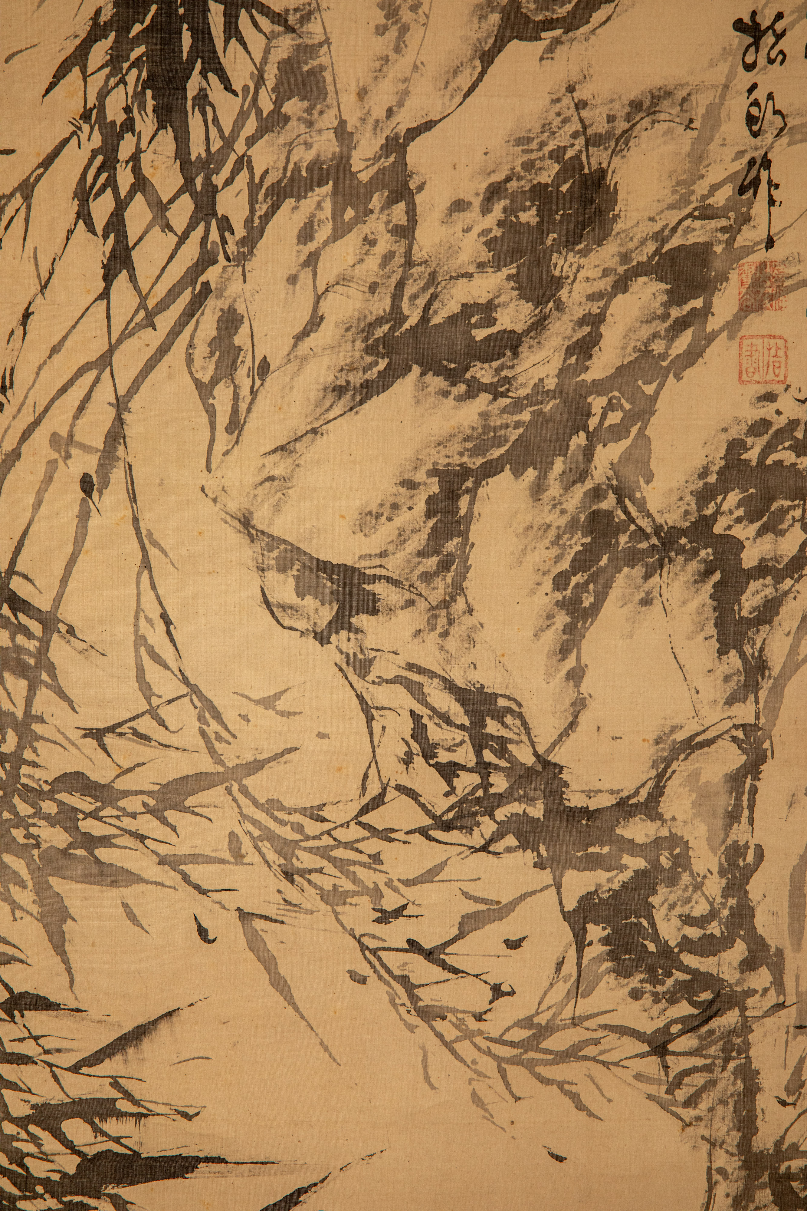 模写】【伝来】sh1572〈羅雪谷〉墨竹図 指頭画 中国画 清代 広東省番禺