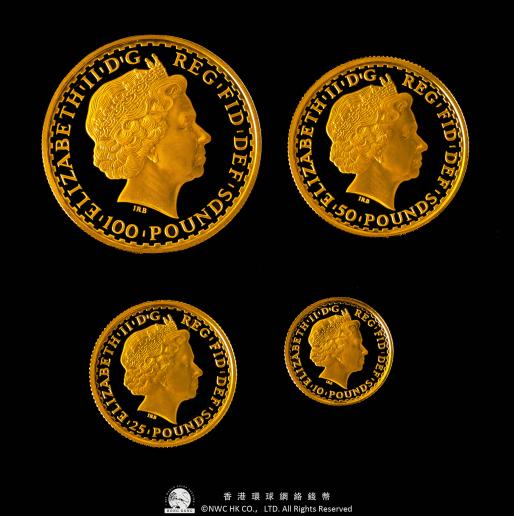 GREAT BRITAIN Elizabeth II エリザベス2世（1952~2022）Proof Set （2005）4枚組 2005 Britannia   重約63g 成色91.7%  约含純金57.77g issue limit of 1,500