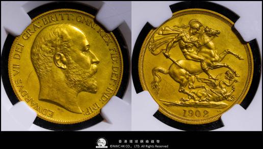 （NGC-PF62 MATTE）GREAT BRITAIN Edward VII エドワード7世（1901~10） 2Sovereign （1902）  重約16g 成色91.7%  约含純金14.67g