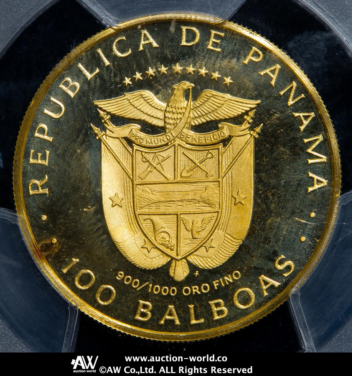 パナマ　１９７５ 100B　  バルボア像　PCGS PR-67 DCAM 貨幣博物館 | PANAMA パナマ 100Balboas 1975FM Proof