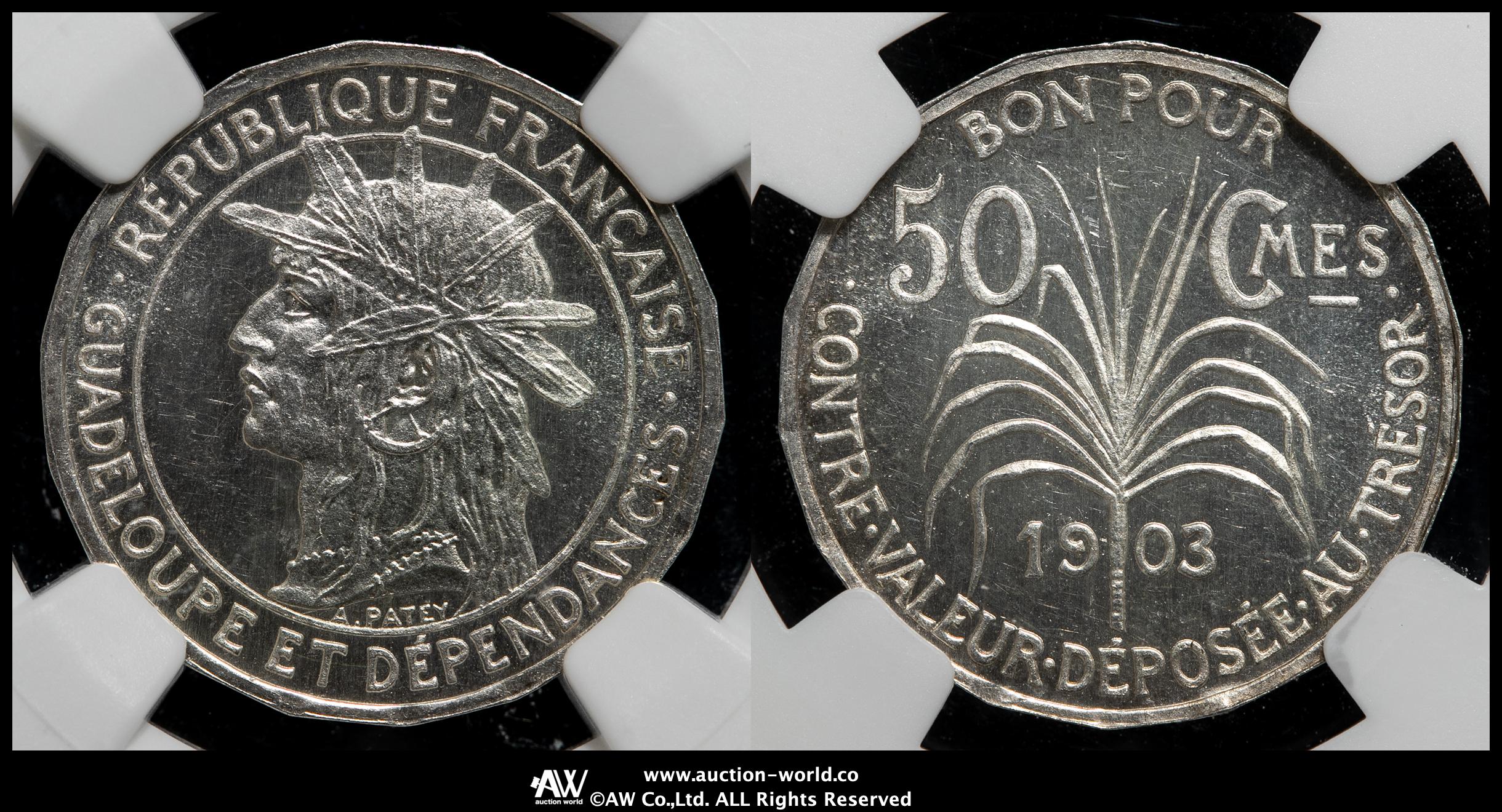 貨幣博物館 | GUADELOUPE グアドループ Essai 50Centimes 1903 UNC~FDC