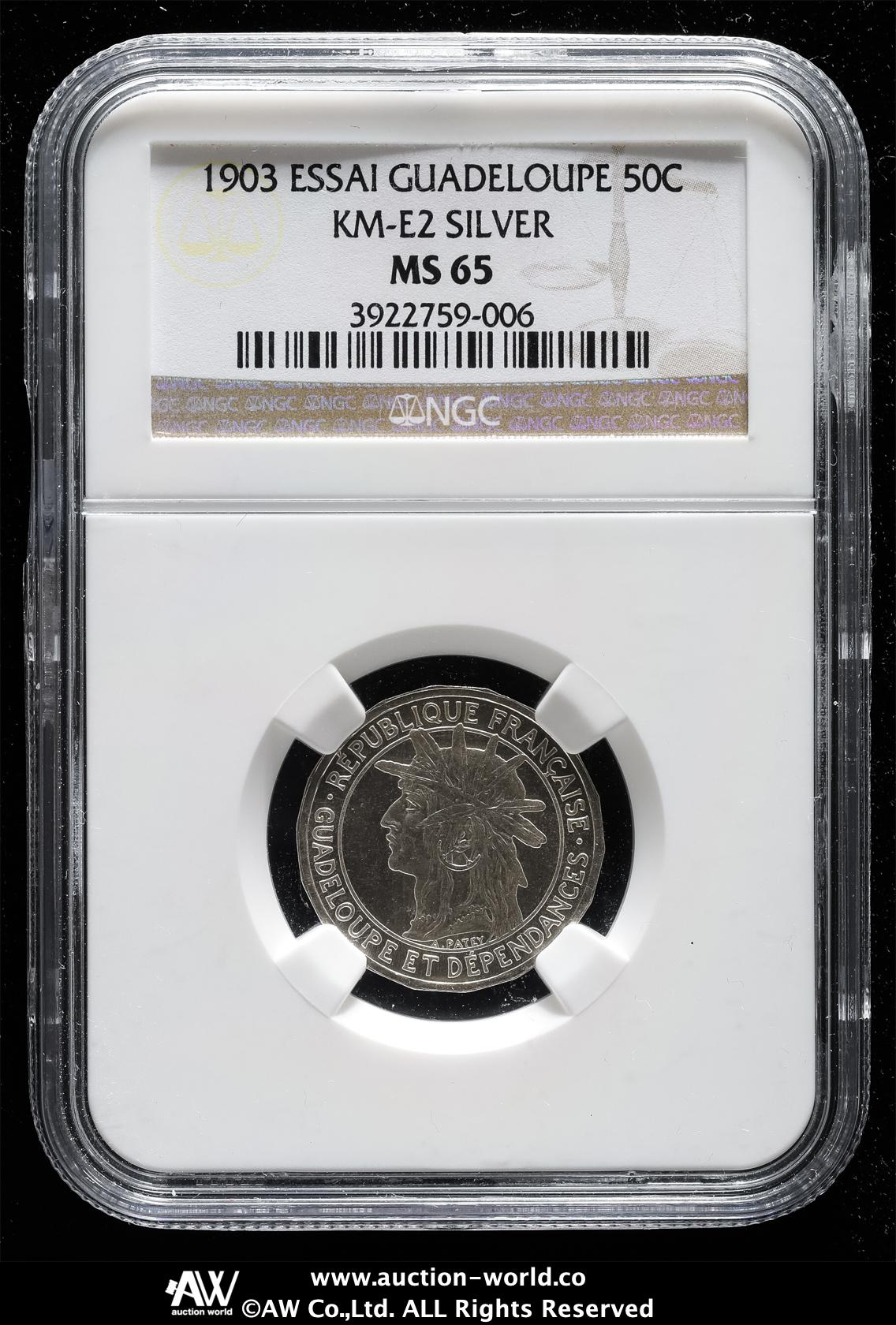 （珍）（1903年 ）フランス領　グアドループ 1フラン白銅貨 まとめ買い】 珍）（1903年 ）フランス領グアドループ 1フラン白