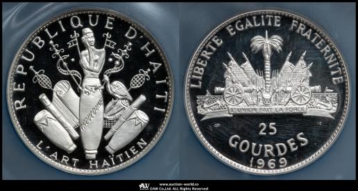 ハイチ共和国　25グルード銀貨（117.6g/60㎜特大銀貨） ハイチ共和国 25グルード銀貨（117.6g/60㎜特大銀貨）