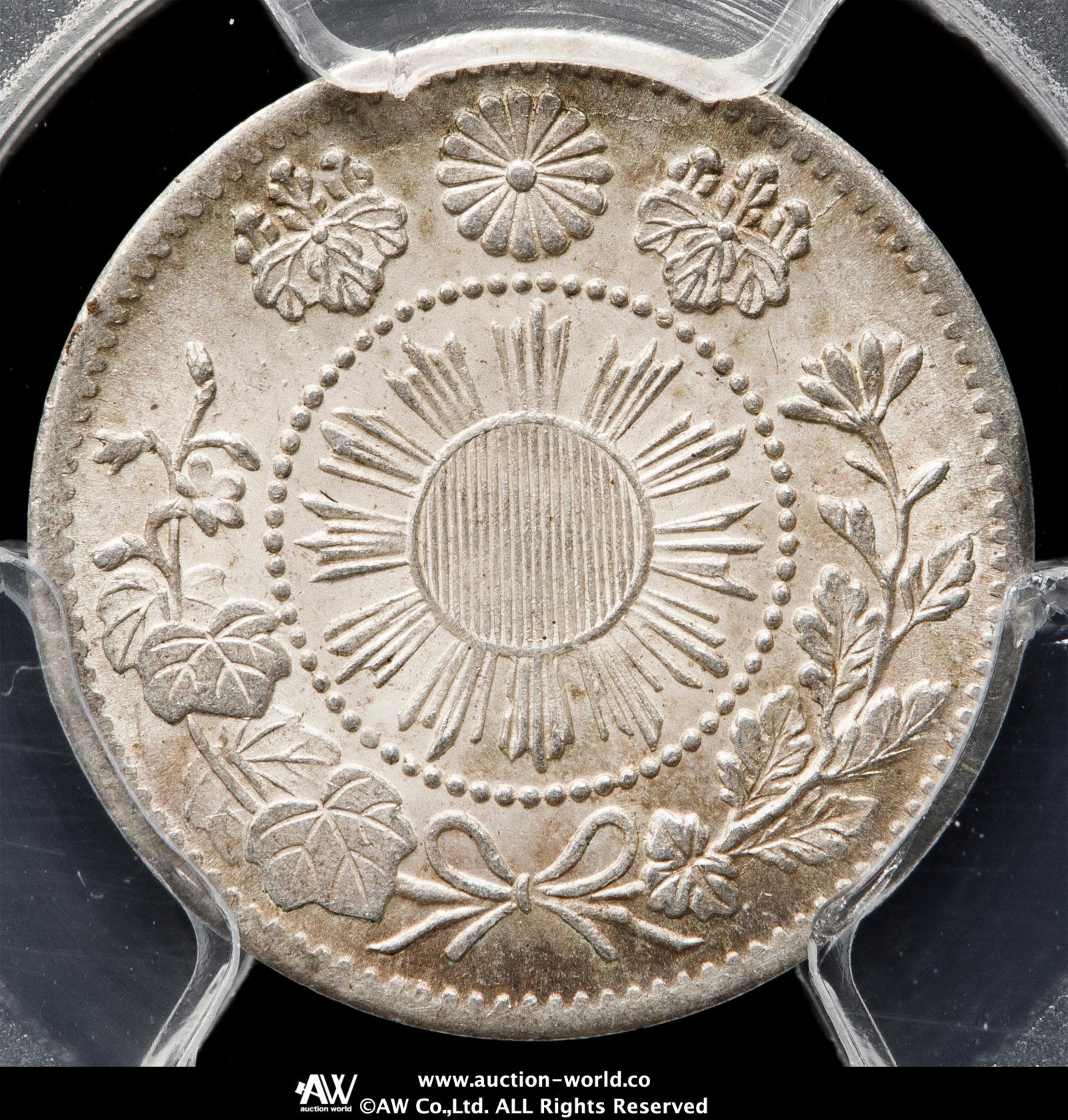 旭日大字5銭か銀貨　明治4年　後期 楽天市場】旭日大字5銭銀貨 明治4年(1871年)【後期】 美品 日本
