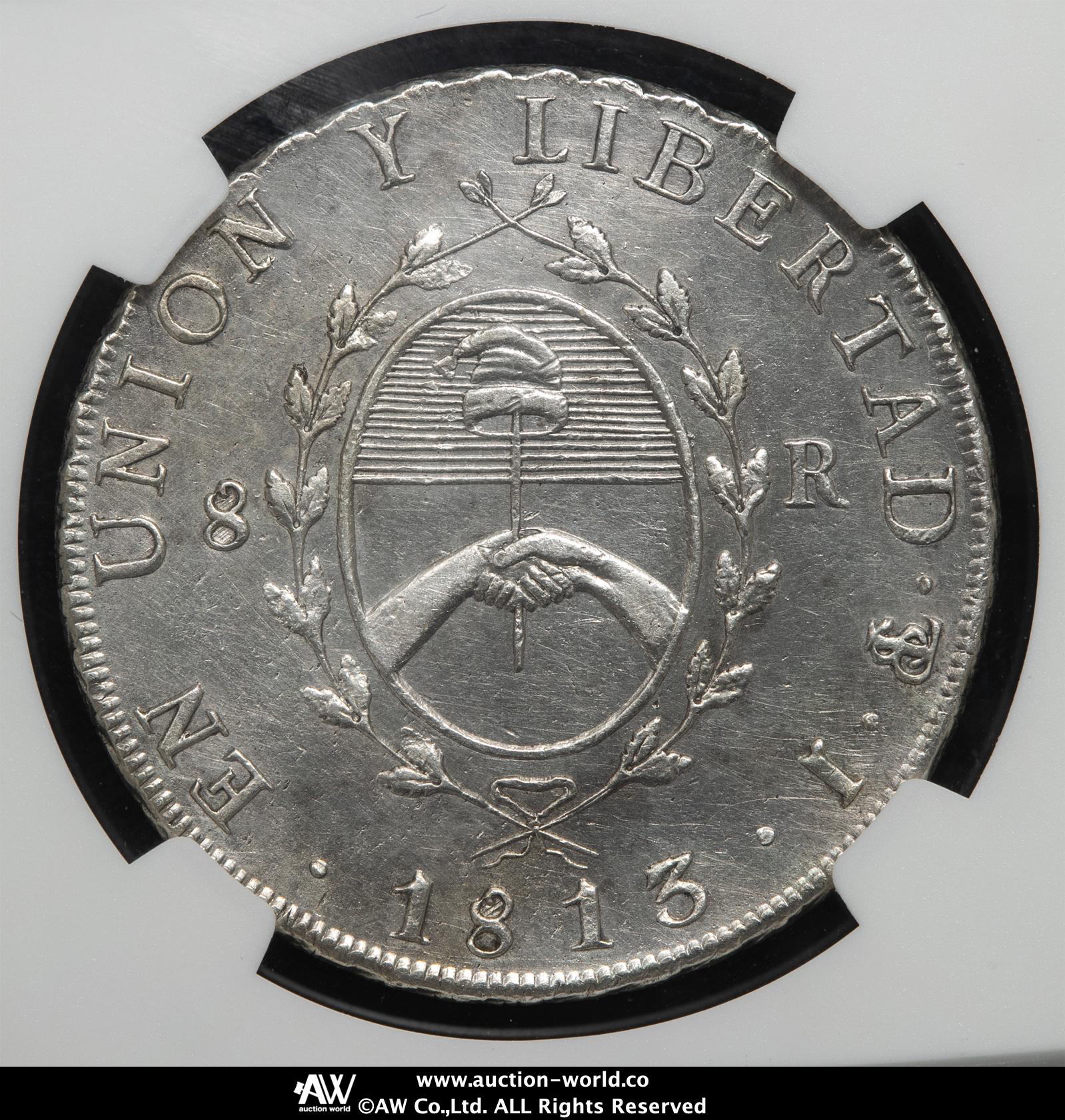 貨幣博物館 | ARGENTINA アルゼンチン 8Reales 1813PTS-J 洗浄 EF